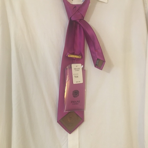 🔥NWT🔥IMANI UOMO” Purple Tie with Handkerchief - Picture 3 of 3